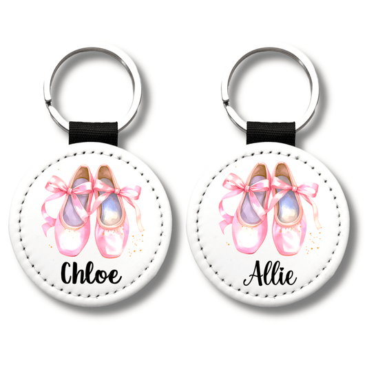 Personalized Pink Ballet Shoe Keychain: Custom Dance Bag Tag - KWL Creations