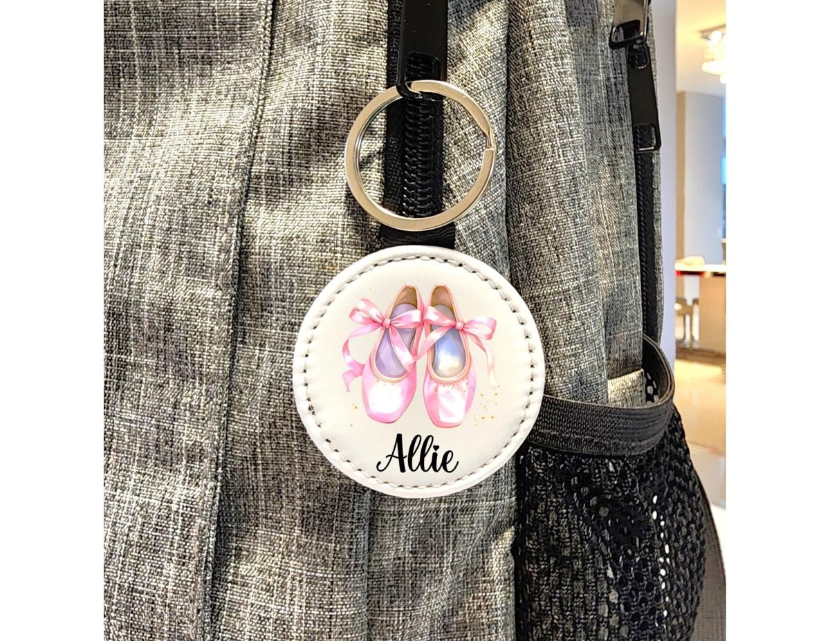 Personalized Pink Ballet Shoe Keychain: Custom Dance Bag Tag - KWL Creations