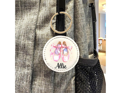 Personalized Pink Ballet Shoe Keychain: Custom Dance Bag Tag - KWL Creations