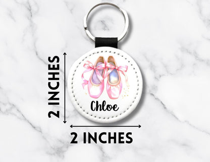 Personalized Pink Ballet Shoe Keychain: Custom Dance Bag Tag - KWL Creations