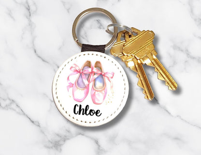 Personalized Pink Ballet Shoe Keychain: Custom Dance Bag Tag - KWL Creations