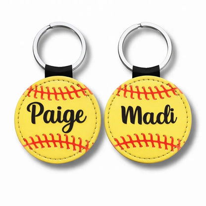 personalized softball keychain bag tag with name