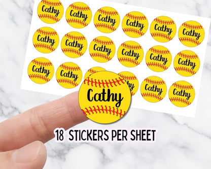 Personalized Softball Name Sticker Sheet – 18 Labels Per Sheet - KWL Creations