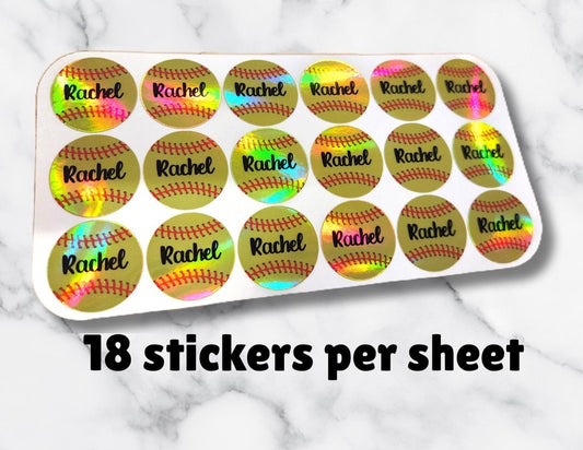 Personalized Softball Name Sticker Sheet – 18 Labels Per Sheet - KWL Creations
