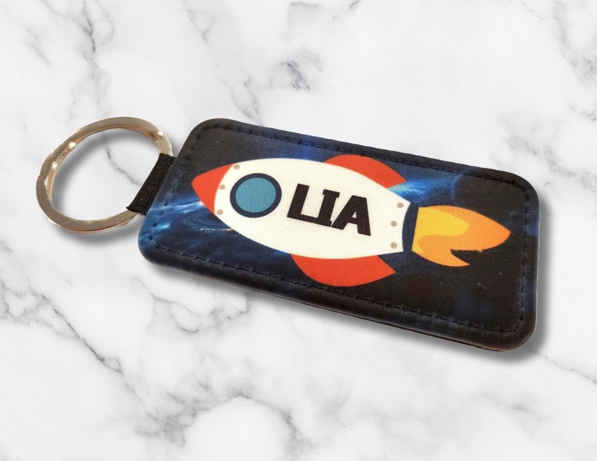 Personalized Spaceship Keychain: Custom Name Rocket Design - KWL Creations