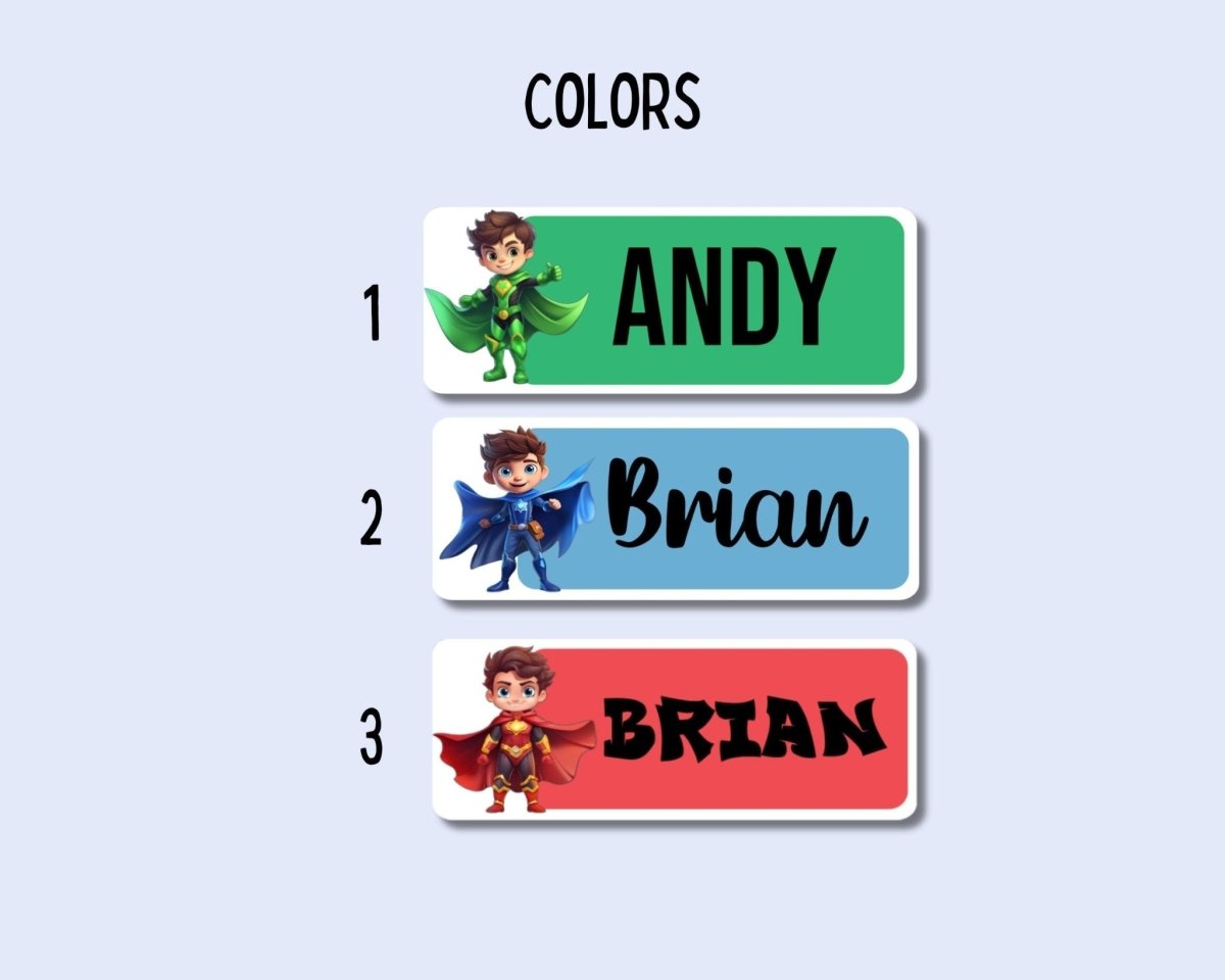 Personalized Superhero Name Stickers: Back to School Labels - KWL Creations