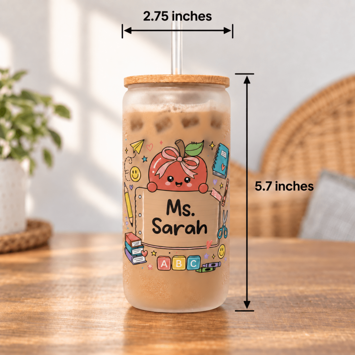 Personalized Teacher Glass Can - KWL Creations