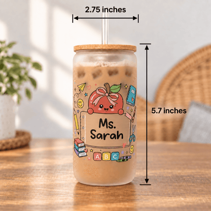 Personalized Teacher Glass Can - KWL Creations