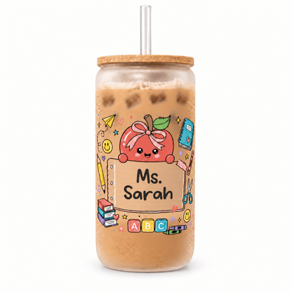 Personalized Teacher Glass Can - KWL Creations
