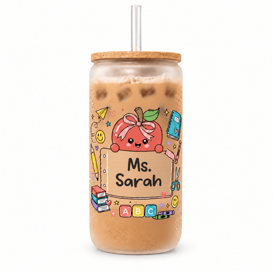 Personalized Teacher Glass Can - KWL Creations