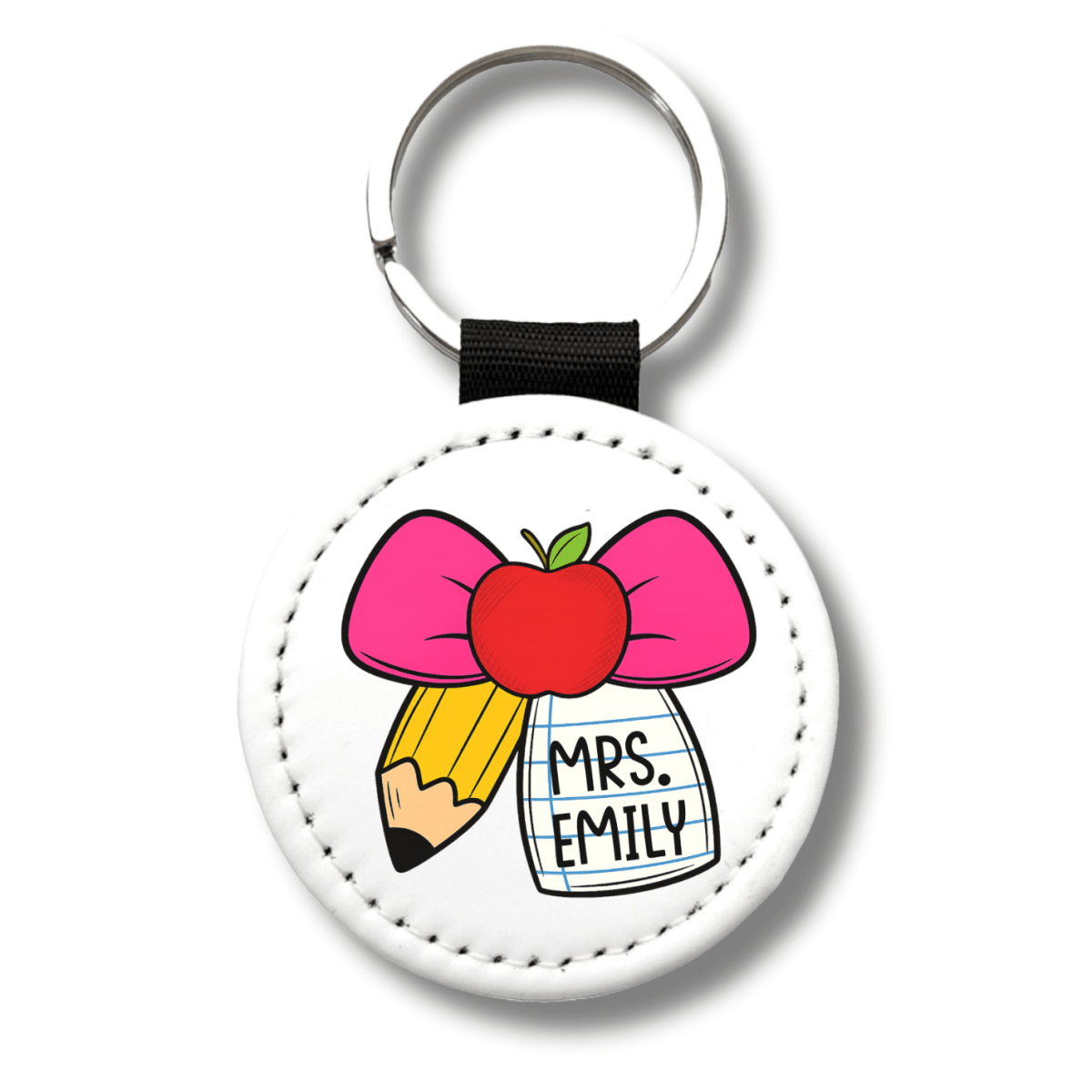 Personalized Teacher Keychain – Ribbon Pencil & Apple Design - KWL Creations