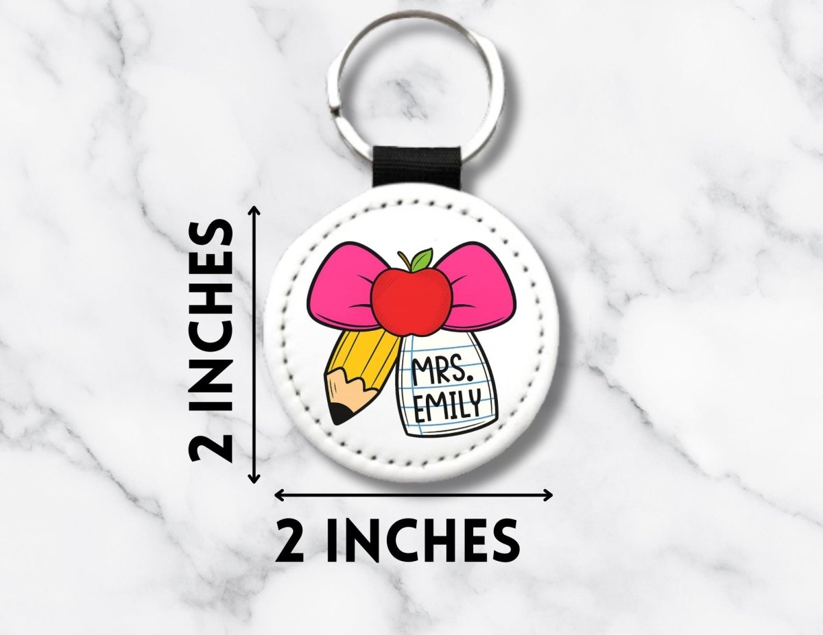 Personalized Teacher Keychain – Ribbon Pencil & Apple Design - KWL Creations