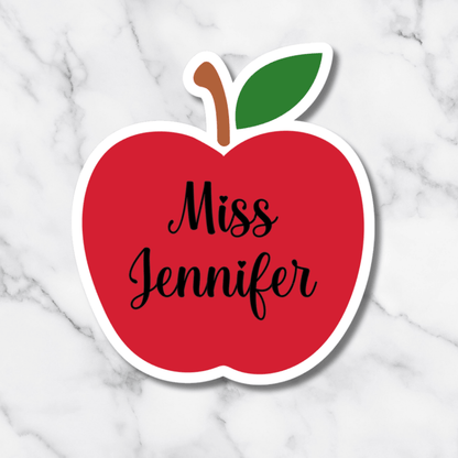 Personalized Teacher Name Sticker | Custom Apple Holographic Vinyl Decal - KWL Creations