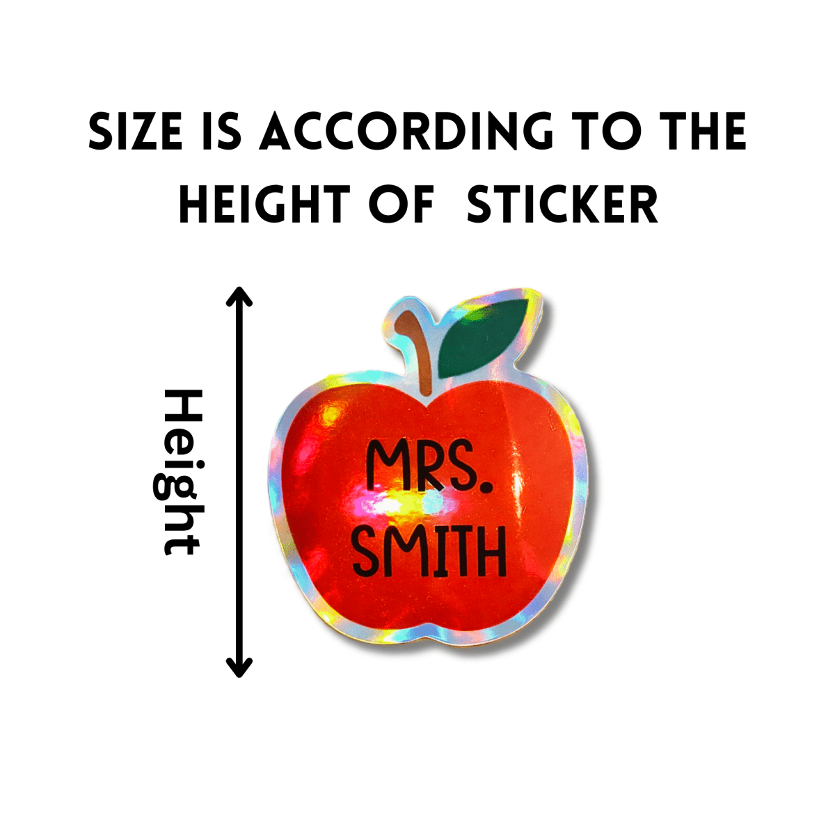 Personalized Teacher Name Sticker | Custom Apple Holographic Vinyl Decal - KWL Creations