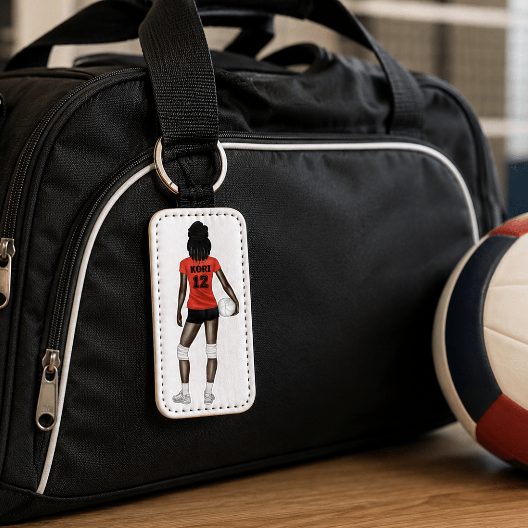 Personalized Volleyball Girl Keychain | Custom Volleyball Player with Name Number Jersey Color & Hair Style - KWL Creations