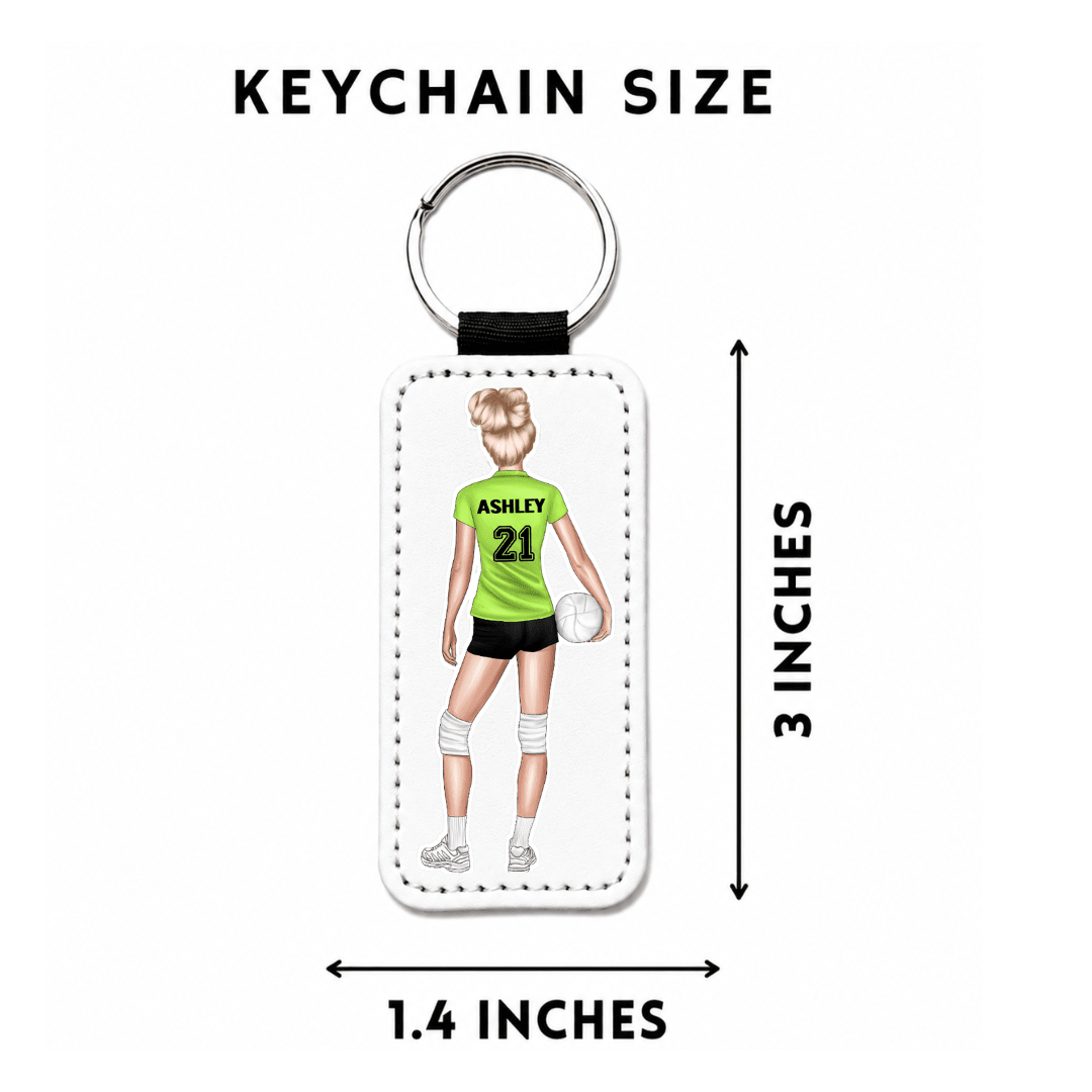 Personalized Volleyball Girl Keychain | Custom Volleyball Player with Name Number Jersey Color & Hair Style - KWL Creations