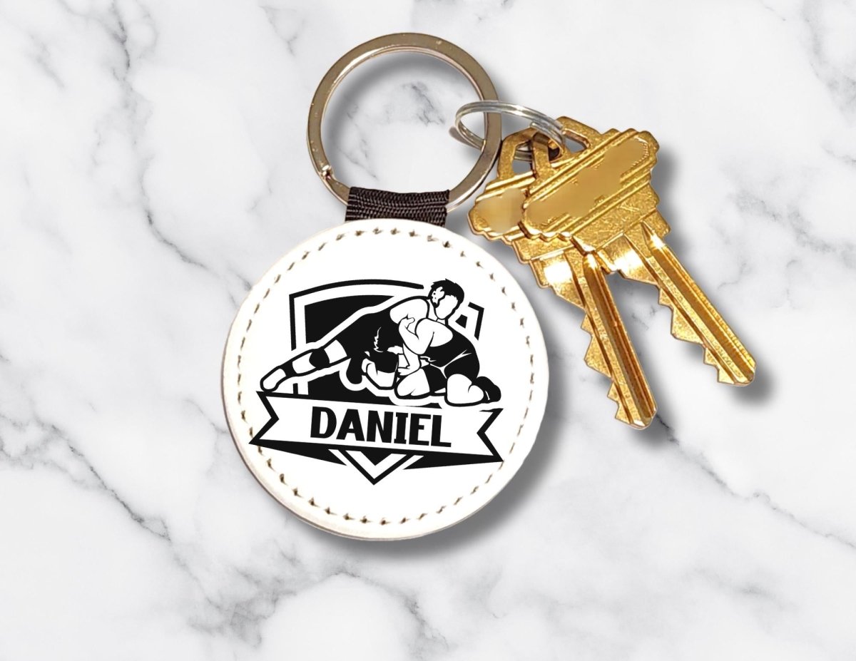 Personalized Wrestling Keychain – Custom Name Sports Bag Tag Gift for Wrestlers & Teams - KWL Creations