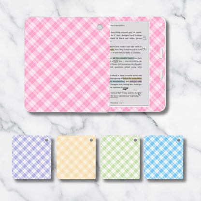 Plaid eReader Skin, Front and Back Vinyl Decal for Kindle Kobo – Pastel Gingham Pattern - KWL Creations