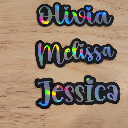 Holographic Name Vinyl Decal: Layered Custom Sticker