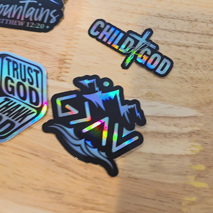 Set of 6 Holographic Christian Stickers - Bible Verse Stickers