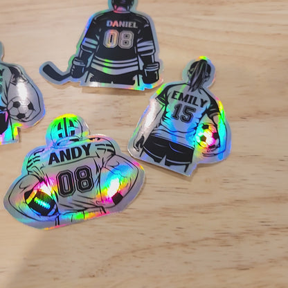 Custom Holographic Softball Sticker: Personalized Girl Player Decal