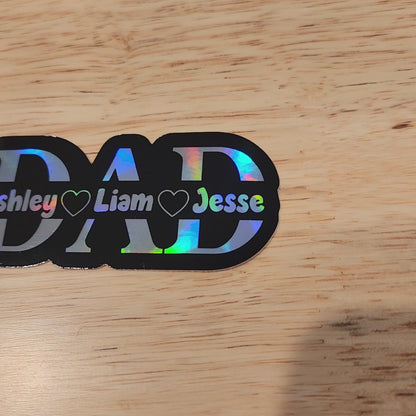 Custom Dad Name Sticker | Personalized Dad Sticker with Kids Names