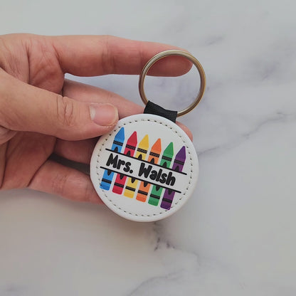 Personalized Teacher Crayon Keychain – Teacher Name Gift