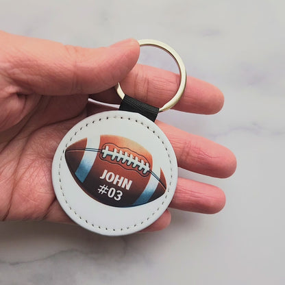Personalized Football Bag Tag & Keychain – Custom Name & Number
