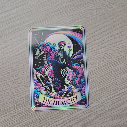 The Audacity Tarot Card: Holographic Skeleton Sticker