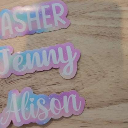 Personalized Galaxy Pastel Gradient Name Sticker