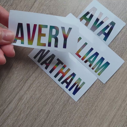 Dark Holographic Name Decal: Custom Vinyl Sticker