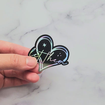 Let Them Holographic Heart Sticker, Motivational Positive Quote Sticker