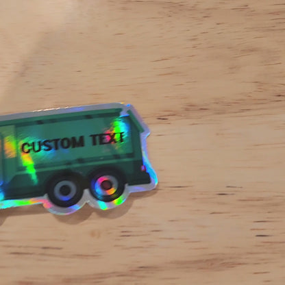 Custom Name Garbage Truck Holographic Sticker – Personalized Trash Truck Sticker