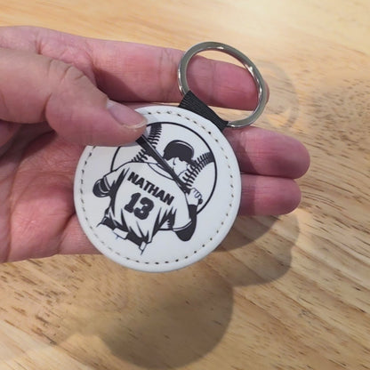 Personalized Baseball Bag Tag & Keychain – Custom Name & Number