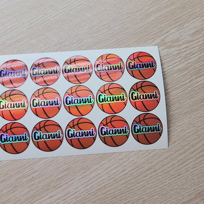 Custom Basketball Name Sticker Sheet – 18 Stickers Per Sheet