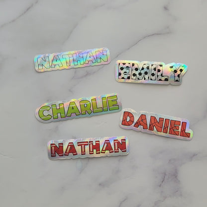 Baseball Block Letters Holographic Custom Name Sticker