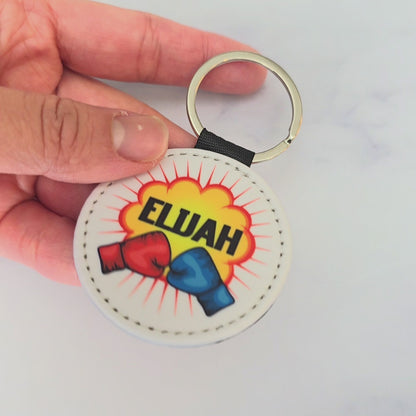 Personalized Boxing Gloves Keychain – Custom Name Sports Gift for Kids & Athletes