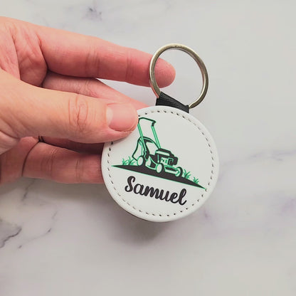 Personalized Lawn Mower Keychain – Custom Name Yard Work Gift for Gardeners & Landscapers