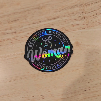 Beautiful Strong Woman Sticker, Inspirational Quote Sticker