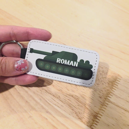 Personalized Military Tank Keychain: Custom Name Army Gift