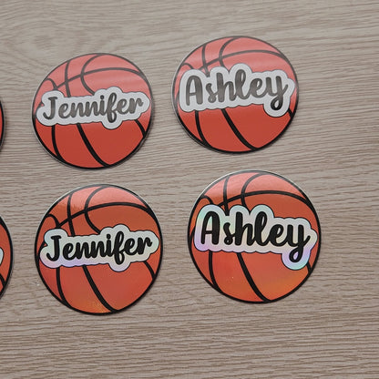 Custom Name Holographic Basketball Sticker