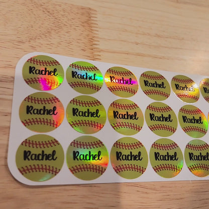 Personalized Softball Name Sticker Sheet – 18 Labels Per Sheet