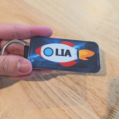 Personalized Spaceship Keychain: Custom Name Rocket Design