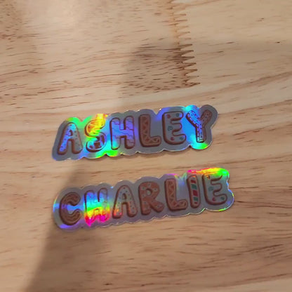 Holographic Custom Name Sticker – Holiday Gingerbread Christmas Font