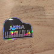 Personalized Piano Name Decal: Holographic Vinyl Keyboard Sticker