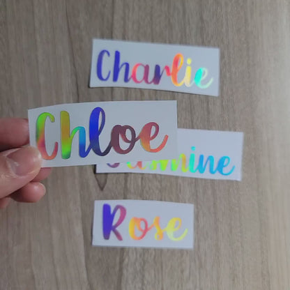 Holographic Custom Name Sticker, Cursive Font