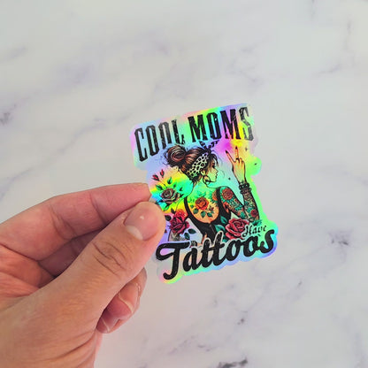 Cool Moms Have Tattoos Sticker, Funny Mom Life Sticker, Tattoo Mom Gift