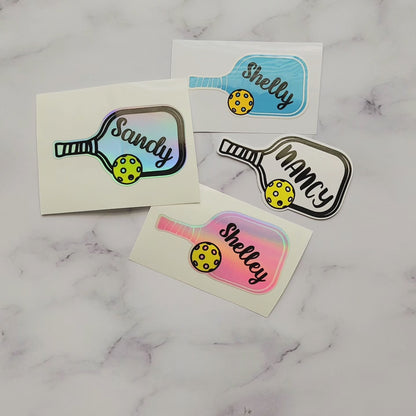 Custom Name Pickleball Sticker, Choose Paddle Color