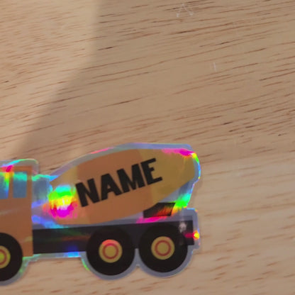 Holographic Cement Mixer Truck Sticker - Personalized Construction Sticker