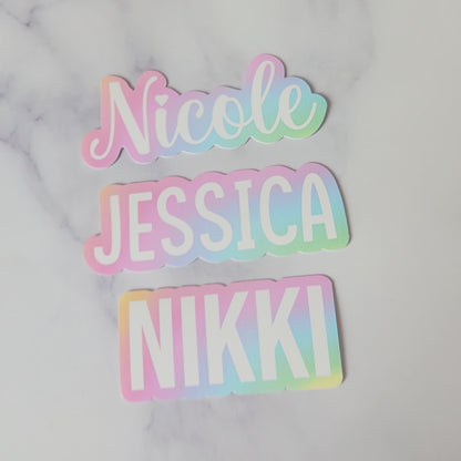 Pastel Outline Custom Name Stickers